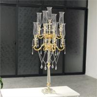Quality 5 Arm 9 Arms Gold Metal And Crystal Candelabra Wedding Centerpieces 130CM for sale