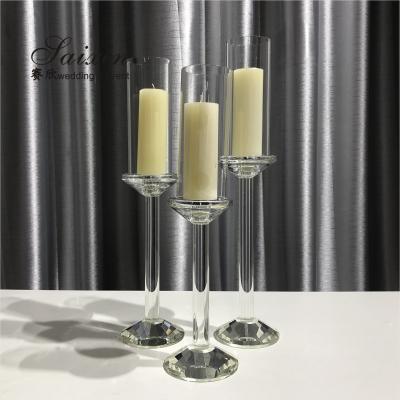 Quality ZT-046 Wholesale wedding event decor 3 pieces set crystal glass candlesticks for sale