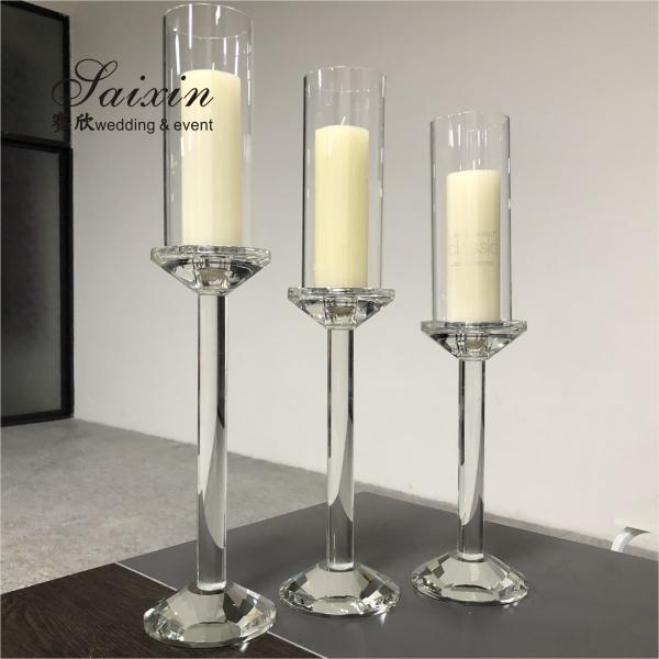 Quality ZT-046 Wholesale wedding event decor 3 pieces set crystal glass candlesticks for sale