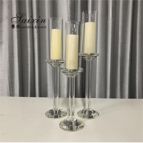 Quality ZT-046 Wholesale wedding event decor 3 pieces set crystal glass candlesticks for sale