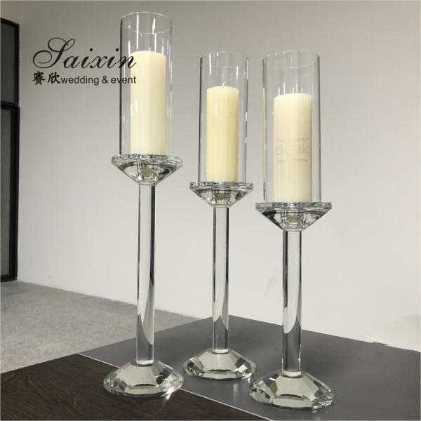 Quality ZT-046 Wholesale wedding event decor 3 pieces set crystal glass candlesticks for sale