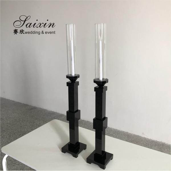 Quality New design single pillar crystal candlesticks for wedding party decoration for sale