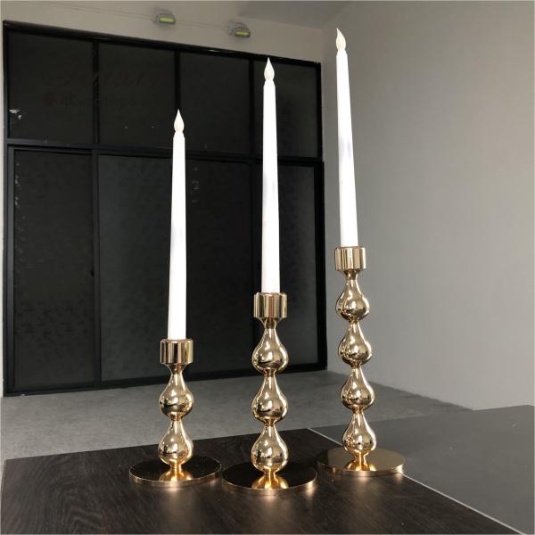 Quality Gold Candlestick Holders Wedding Deco Centerpiece Metal Gourd 25CM 20CM for sale