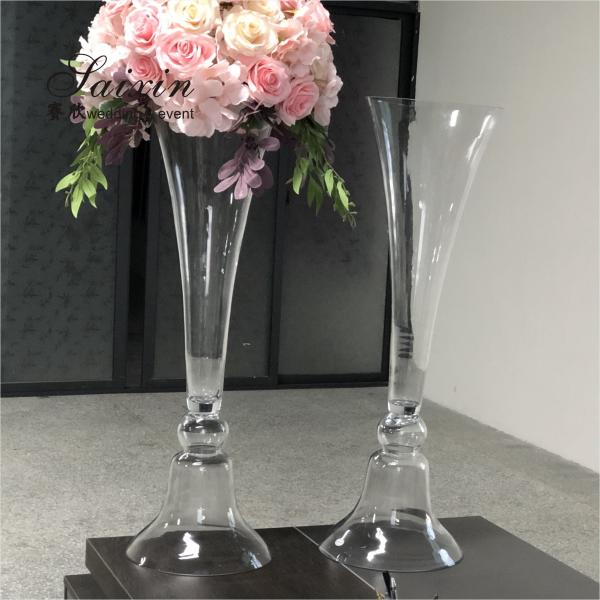 Quality 80cm Tall Reversible Trumpet Flower Arrangement Holder Glass Vase Wedding Decor for sale