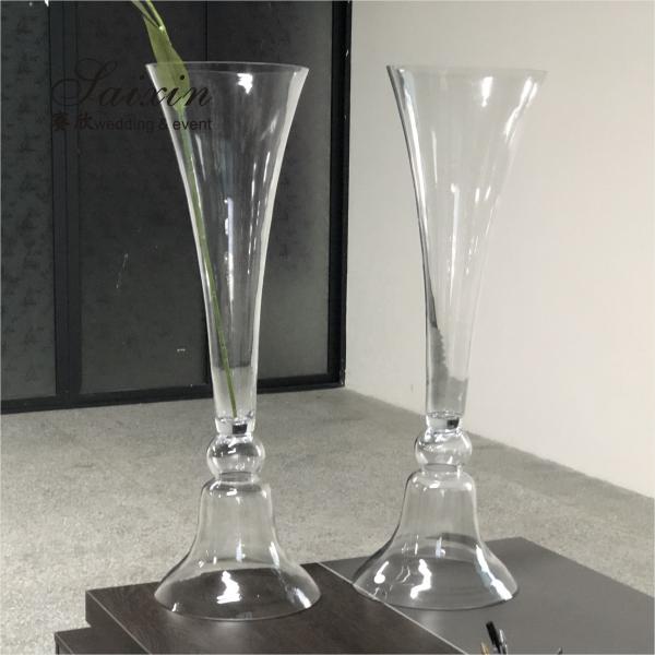 Quality 80cm Tall Reversible Trumpet Flower Arrangement Holder Glass Vase Wedding Decor for sale
