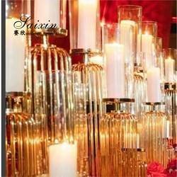 Quality Gold Wedding Candle Holders For Wedding Tables Set 3 Pcs Golden Lamp Metal Steel for sale
