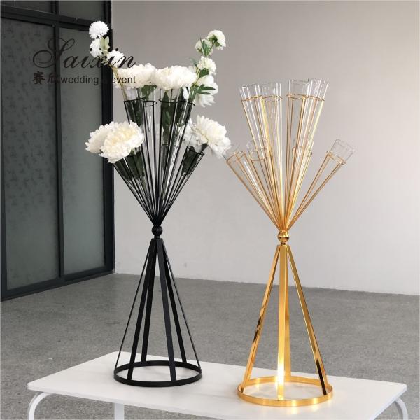 Quality New design slinky black metal flower stands for event party decor for sale