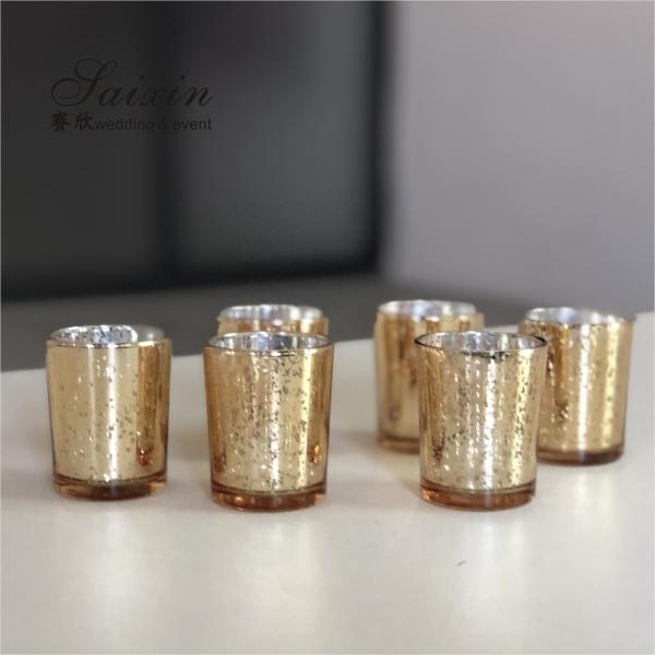 Quality Decorating Votive Candle Holders For Wedding Event Small Glass Cup Glitter Personalized for sale