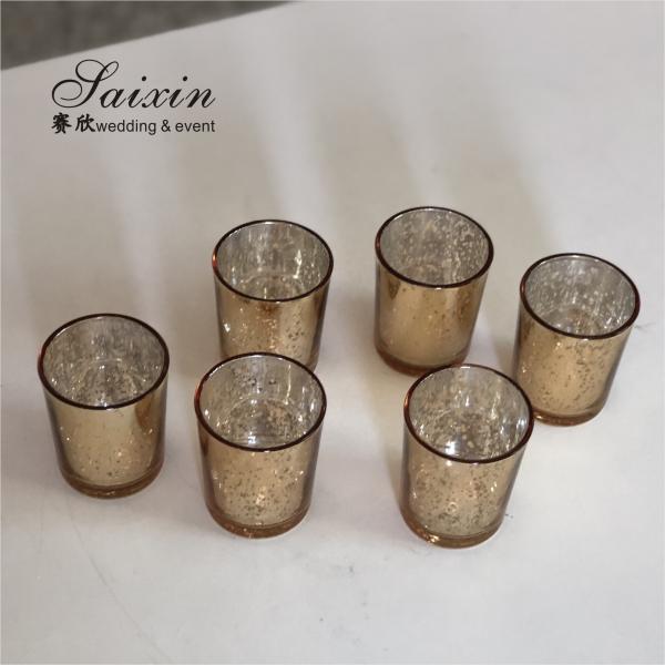 Quality Decorating Votive Candle Holders For Wedding Event Small Glass Cup Glitter for sale