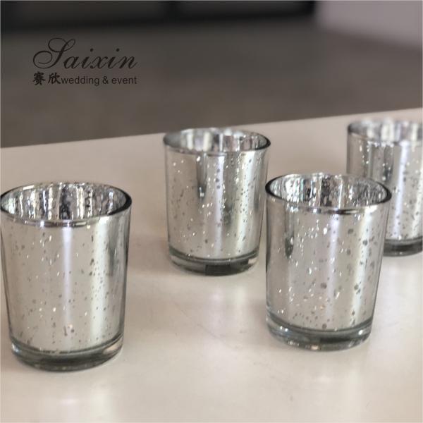 Quality Decorating Votive Candle Holders For Wedding Event Small Glass Cup Glitter for sale