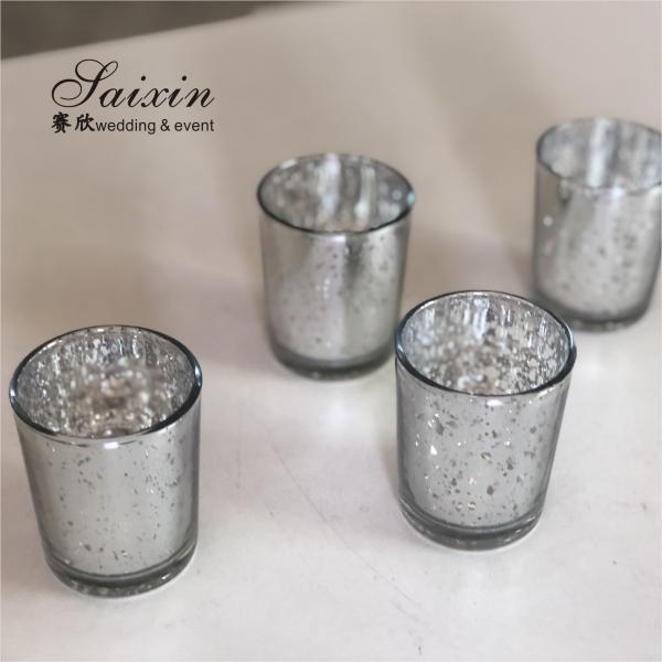 Quality Decorating Votive Candle Holders For Wedding Event Small Glass Cup Glitter for sale