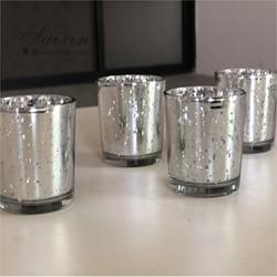 Quality Decorating Votive Candle Holders For Wedding Event Small Glass Cup Glitter for sale