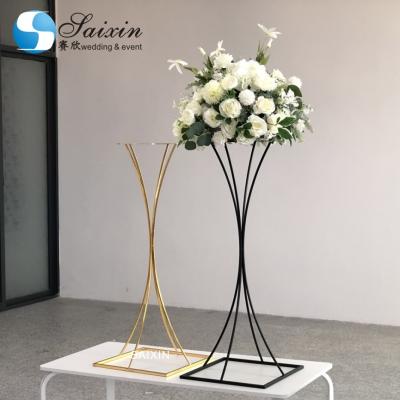 China 160CM wedding standing flower arrangements square gold black white for sale