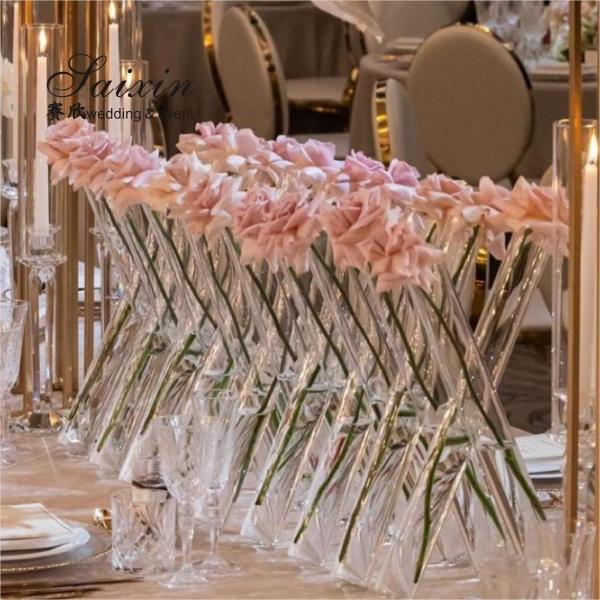 Quality Large Tall Glass Vases For Wedding Centerpieces 3pcs Set Clear Cylinder Flower Stand for sale
