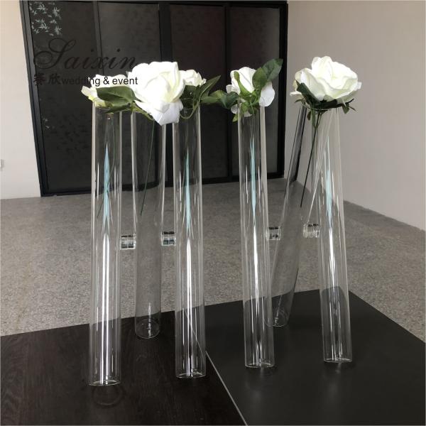 Quality Large Tall Glass Vases For Wedding Centerpieces 3pcs Set Clear Cylinder Flower for sale