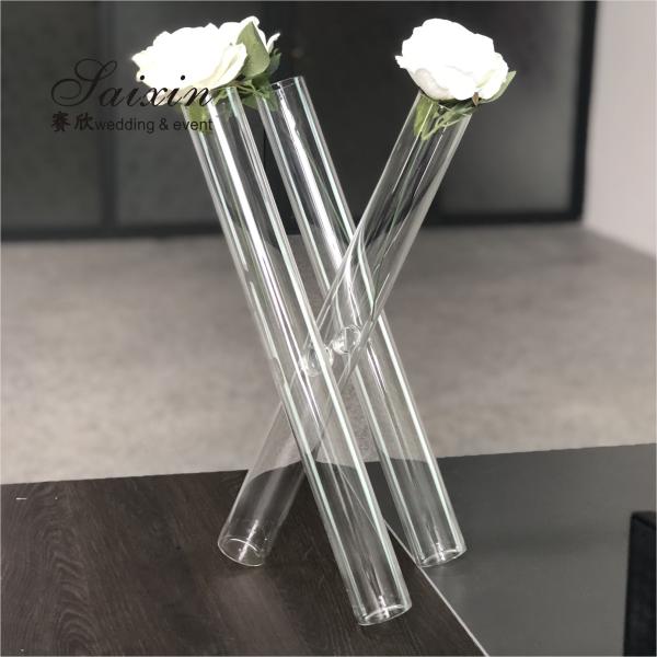 Quality Large Tall Glass Vases For Wedding Centerpieces 3pcs Set Clear Cylinder Flower for sale