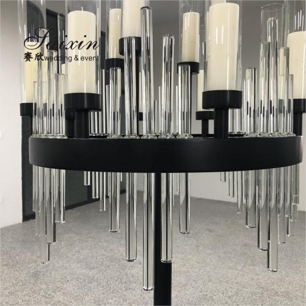 Quality Heavy Black Metal And Crystal Candelabras For Sale Large Standing 160cm for sale