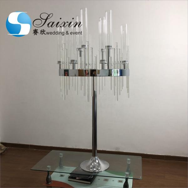 Quality Heavy Black Metal And Crystal Candelabras For Sale Large Standing 160cm for sale