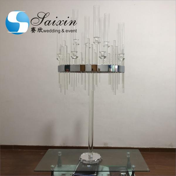 Quality Heavy Black Metal And Crystal Candelabras For Sale Large Standing 160cm for sale