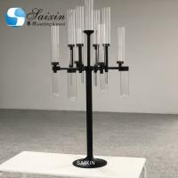 Quality Modern Silver Gold Black Metal And Crystal Candelabra Glass Candle Holder 90CM for sale
