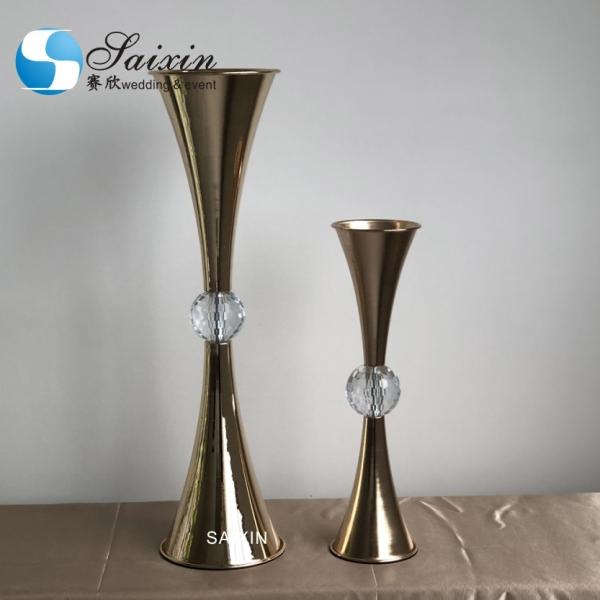 Quality Gold Silver Decorative Metal Vase Set Flower Vase Wedding Decoration Centerpiece for sale