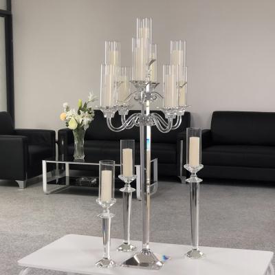 China K9 Crystal Glass Candelabra For Sale Taper Pillar Candles Wedding Party Table Decor for sale