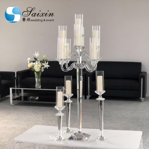 Quality K9 Crystal Glass Candelabra For Sale Taper Pillar Candles Wedding Party Table for sale