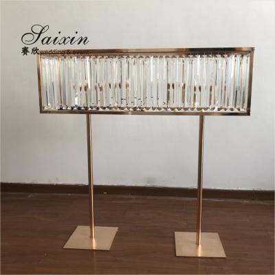 China Wholesale  wedding table decoration rectangle crystal centerpieces with light for sale