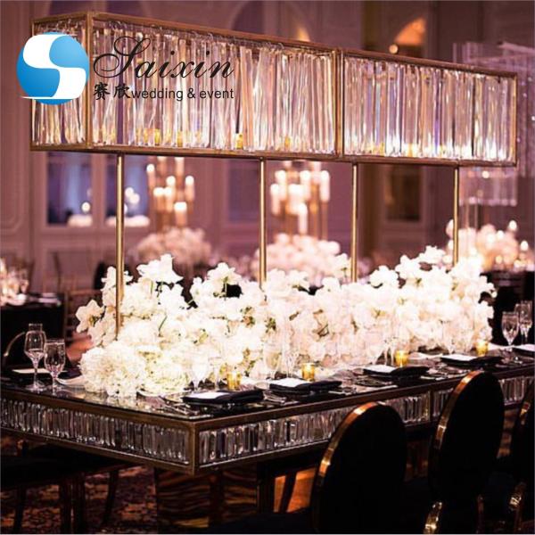 Quality Wholesale wedding table decoration rectangle crystal centerpieces with light for sale