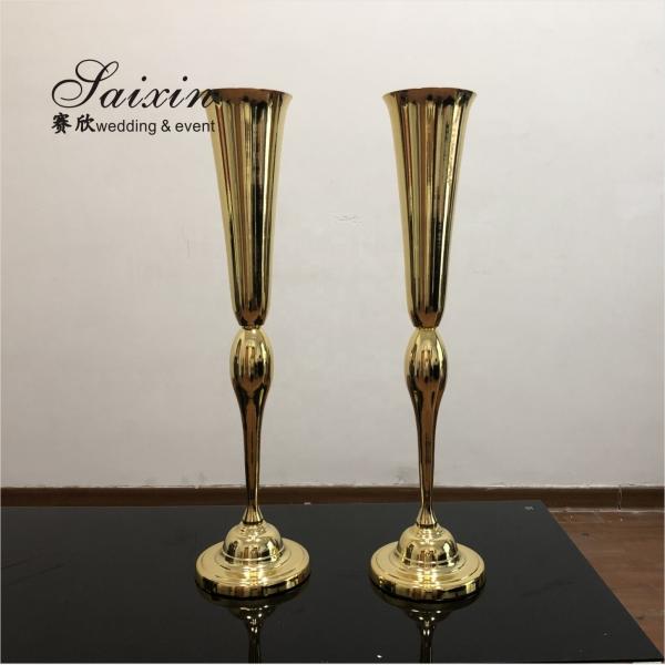 Quality Beautiful Gold Metal Vase Decoration Home Tall For Wedding Centerpieces 80CM for sale