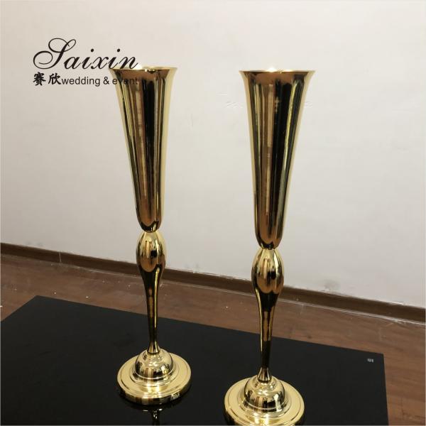 Quality Beautiful Gold Metal Vase Decoration Home Tall For Wedding Centerpieces 80CM for sale