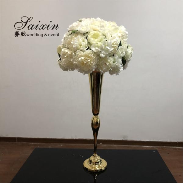 Quality Beautiful Gold Metal Vase Decoration Home Tall For Wedding Centerpieces 80CM for sale