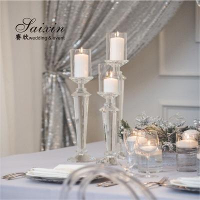China Hot sale 3 piece in set crystal pillar candle holders for home wedding centerpieces for sale