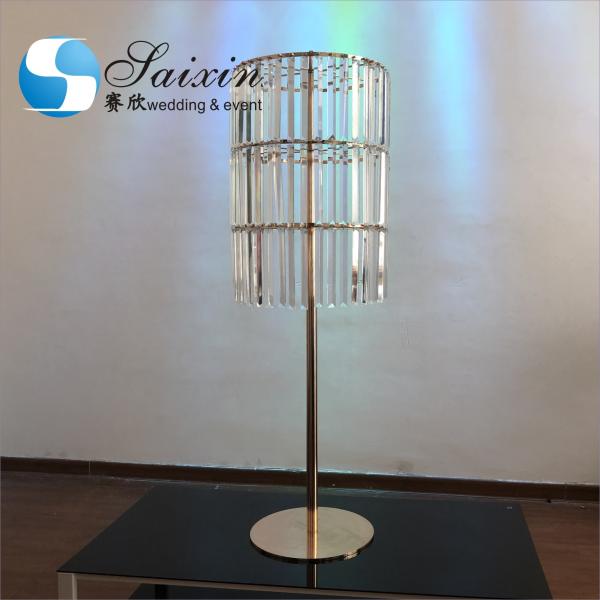 Quality Wedding Gold Metal Stands For Centerpieces Cylinder With Long Crystal 130cm for sale