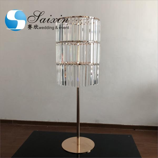 Quality Wedding Gold Metal Stands For Centerpieces Cylinder With Long Crystal 130cm for sale