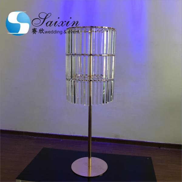 Quality Wedding Gold Metal Stands For Centerpieces Cylinder With Long Crystal 130cm for sale