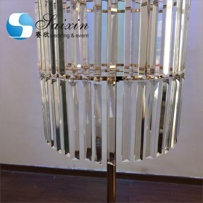 Quality Wedding Gold Metal Stands For Centerpieces Cylinder With Long Crystal 130cm for sale