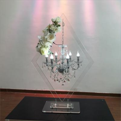 China ZT-407C  Wedding event centerpieces rhombic clear acrylic stand with crystal lighting chandeliers for sale