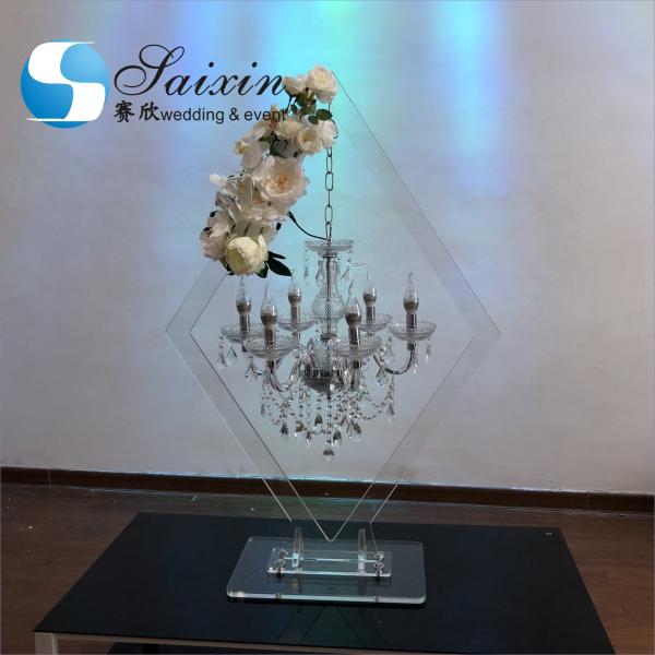 Quality ZT-407C Wedding event centerpieces rhombic clear acrylic stand with crystal for sale