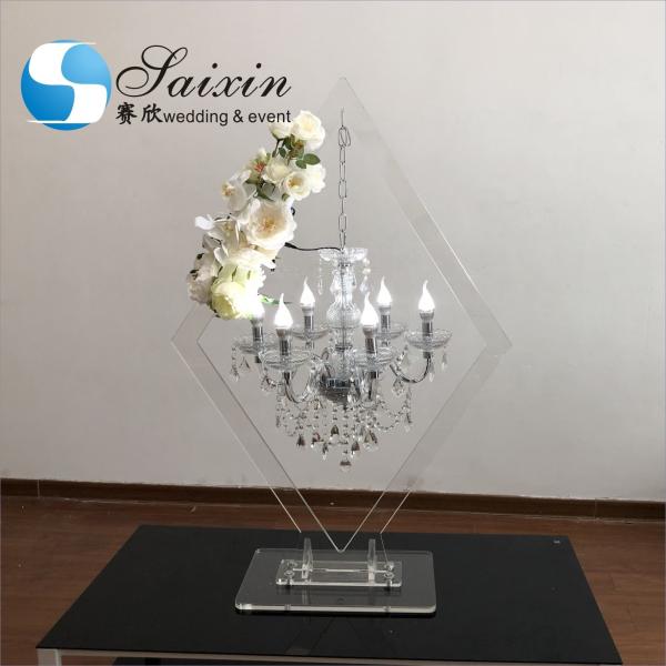 Quality ZT-407C Wedding event centerpieces rhombic clear acrylic stand with crystal for sale