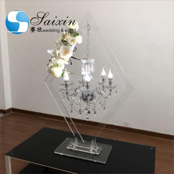 Quality ZT-407C Wedding event centerpieces rhombic clear acrylic stand with crystal for sale