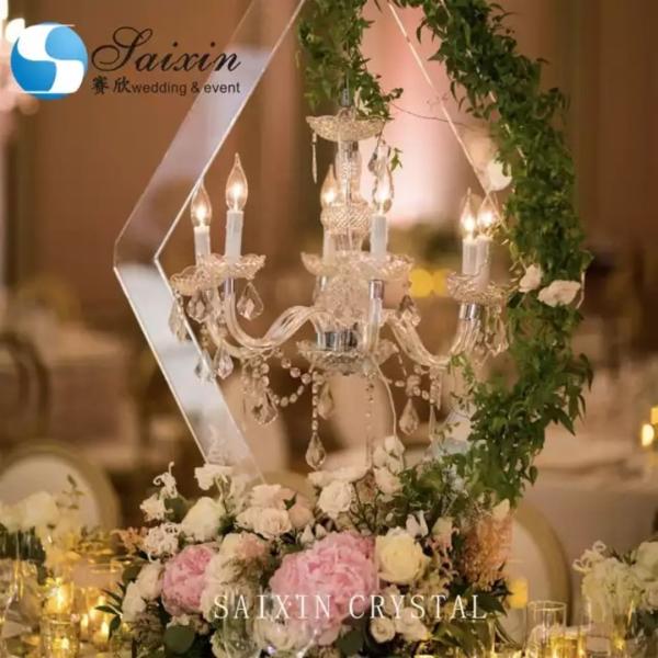 Quality ZT-407C Wedding event centerpieces rhombic clear acrylic stand with crystal for sale