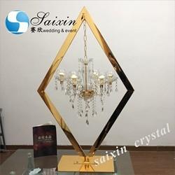 Quality ZT-407C Wedding event centerpieces rhombic clear acrylic stand with crystal for sale