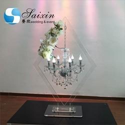 Quality ZT-407C Wedding event centerpieces rhombic clear acrylic stand with crystal for sale