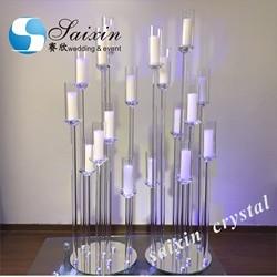 Quality ZT-471 Saixin new wedding centerpieces Grey color crystal candlestick for sale