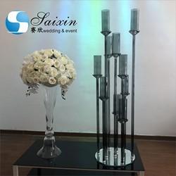 Quality ZT-471 Saixin new wedding centerpieces Grey color crystal candlestick for sale