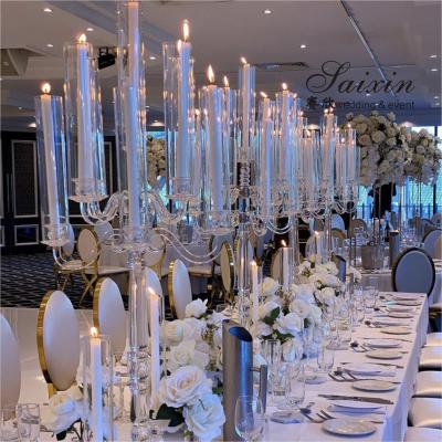 China 9 Arms Crystal Glass Candelabra Chandelier Decorations Table Centerpiece 125cm for sale