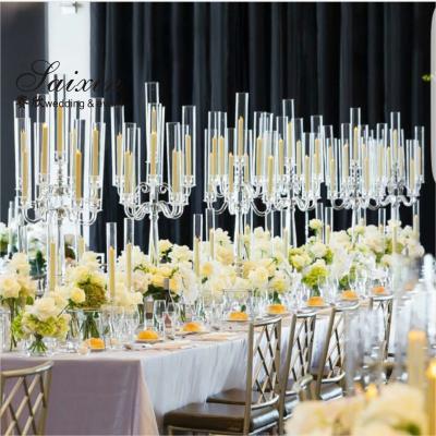 Quality 9 Arms Crystal Glass Candelabra Chandelier Decorations Table Centerpiece 125cm for sale