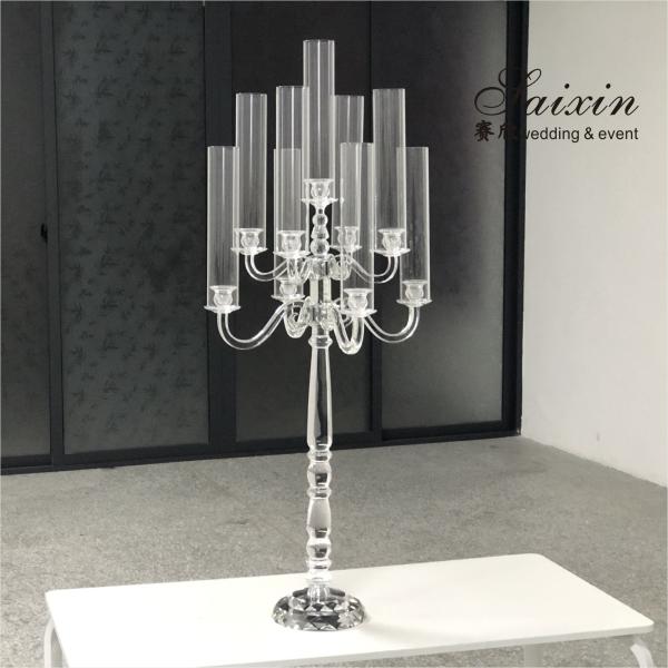 Quality 9 Arms Crystal Glass Candelabra Chandelier Decorations Table Centerpiece 125cm for sale