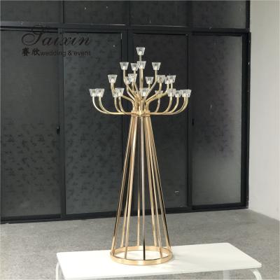 China 25 Arms Gold Metal Candelabra Candle Holder Holder Stand for sale